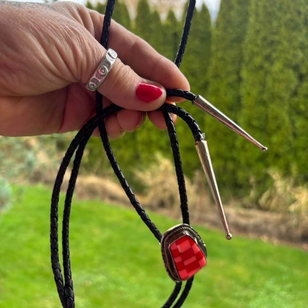 Red Stone Bolo Tie Necklace - Women's Jewelry